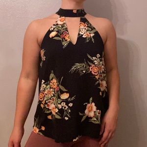 Nordstrom Leith // Floral Keyhole Halter Tank